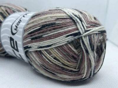 Hilo de calcetín Pebbles 74060 Ice Colorway 100 g lana superlavado nailon arcilla beige negro Foto 1 de 4