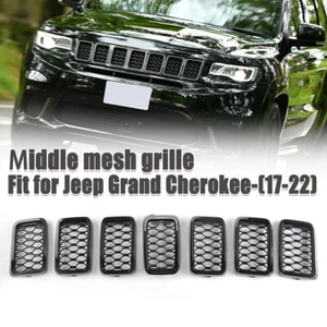 For 2017-2021 Jeep Grand Cherokee Upper Texture Front Grille Inserts Cover Trim - Picture 1 of 7