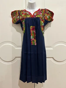 San Antonino Maxi Dress, Oaxaca Mexican dress. hand Embroidered. Silk Threads, - Picture 1 of 8