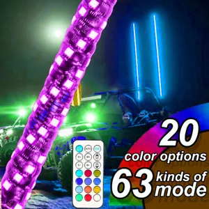 3ft LED Whip Remote RGB Chasing Antenas LED Light For ATV Polaris RZR UTV Buggy - Bild 1 von 11