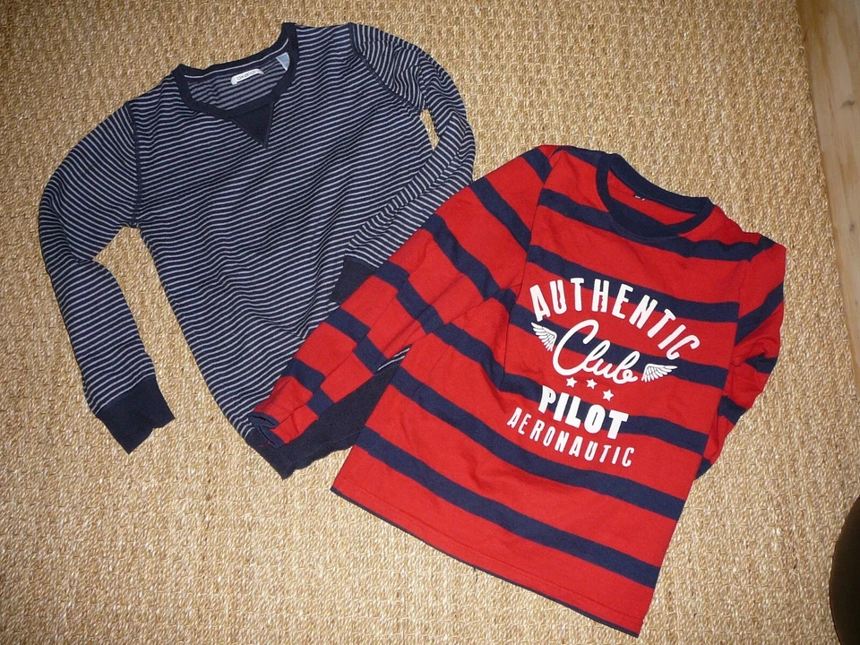 LOT Pull OKAIDI + T. shirt rayé rouge garçon 10 ans - Photo 1/1