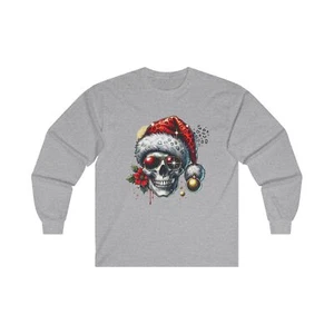 Skull Christmas Unisex Ultra Cotton Long Sleeve Tee - Picture 1 of 11