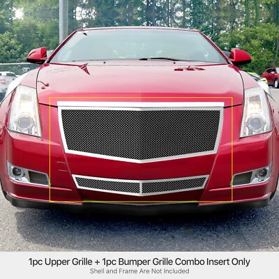 Fits 2008-2013 Cadillac CTS/11-14 Coupe Stainless Chrome Mesh Grille Combo - Image 1 of 4