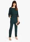 Phase Eight Green Jumpsuit Size 16 Dark Forest Overlay Lace Trim New Tags Fiamma