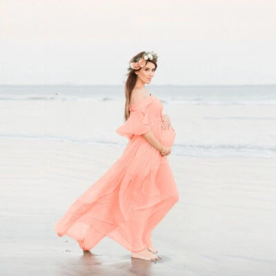 Pregnant Women Dress Maternity Loose Gown Clothing For Photography Photo Shoot - Image 1 of 4