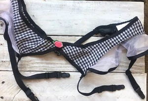 Dream Girl Lingerie Black & White Plaid Garter Belt Very Sexy Pink Rosette L - Picture 1 of 10