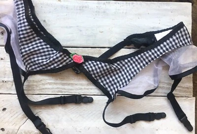 Lencería Dream Girl Cinturón Liguero a Cuadros Blanco y Negro Muy Sexy Rosa Roseta L Foto 1 de 4