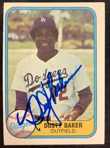 Dusty Baker Signed 1981 Fleer #115 Baseball Card LA Dodgers Braves Autograph TPG - Picture 1 of 2