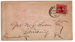 1892 Scranton PA All-over Advertising Green Ridge Lumber to Strasburg PA - Picture 1 of 2