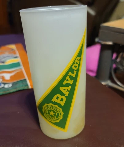 Vintage Baylor Bears University Frosted Glass very old.  See pics for condition Cover