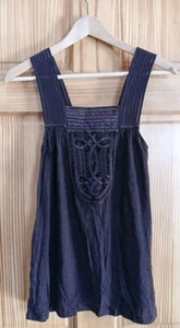 VTG Y2K Moda International Lace Linen Brown Womens Small Boho Cottagecore Top - Picture 1 of 7