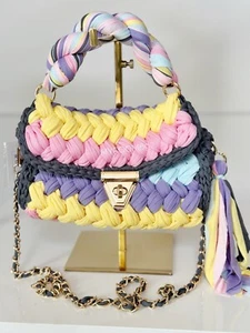 Geflochtene Handtasche Umhängetasche Handgewebte Grob Gestrickt. Capri Design - Bild 1 von 6
