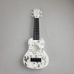 Ukelele Niños Plástico Estampado Llama 16" Lindo Blanco y Negro Decoración - Imagen 1 de 11