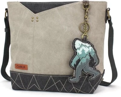 New CHALA PRISM Crossbody Bag Gray Coin Purse Canvas  BIG FOOT YETI SASQUATCH - Image 1 of 4