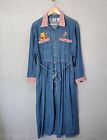 Vintage Disney Catalog Maxi Dress Winnie The Pooh Denim Jean Long Sleeve Size XL