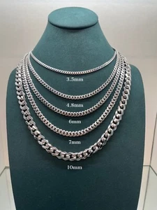 Men’s Premium 925 Sterling Silver Rhodium Miami Cuban Link Chain Necklace Italy - Picture 1 of 8