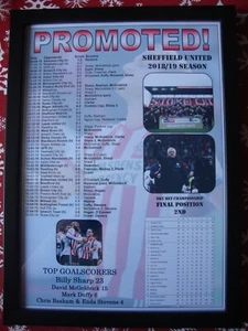 Sheffield United Championship runners-up 2019 - framed print - Picture 1 of 2