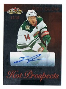 2013-14 Fleer Showcase Red Glow Rookie Autograph #146 Justin Fontaine 17/27 !!