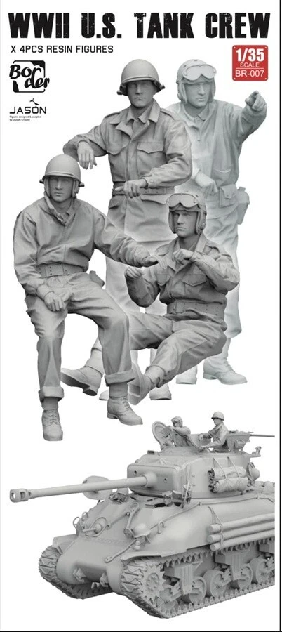 BORDER MODEL  WWII US TANK CREW 4 RESIN FIGURES  1/35 COD.BR007 - Immagine 1 di 1