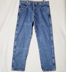 Pantalones de mezclilla Wrangler para hombre 36x32 azul desgaste resistente real 36x31 - Imagen 1 de 16