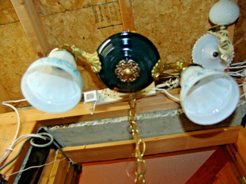 PAN LIGHT 2 ARM FOREST GREEN WITH HANDPAINTED GLASS REWIRED WOW! READ! Cover