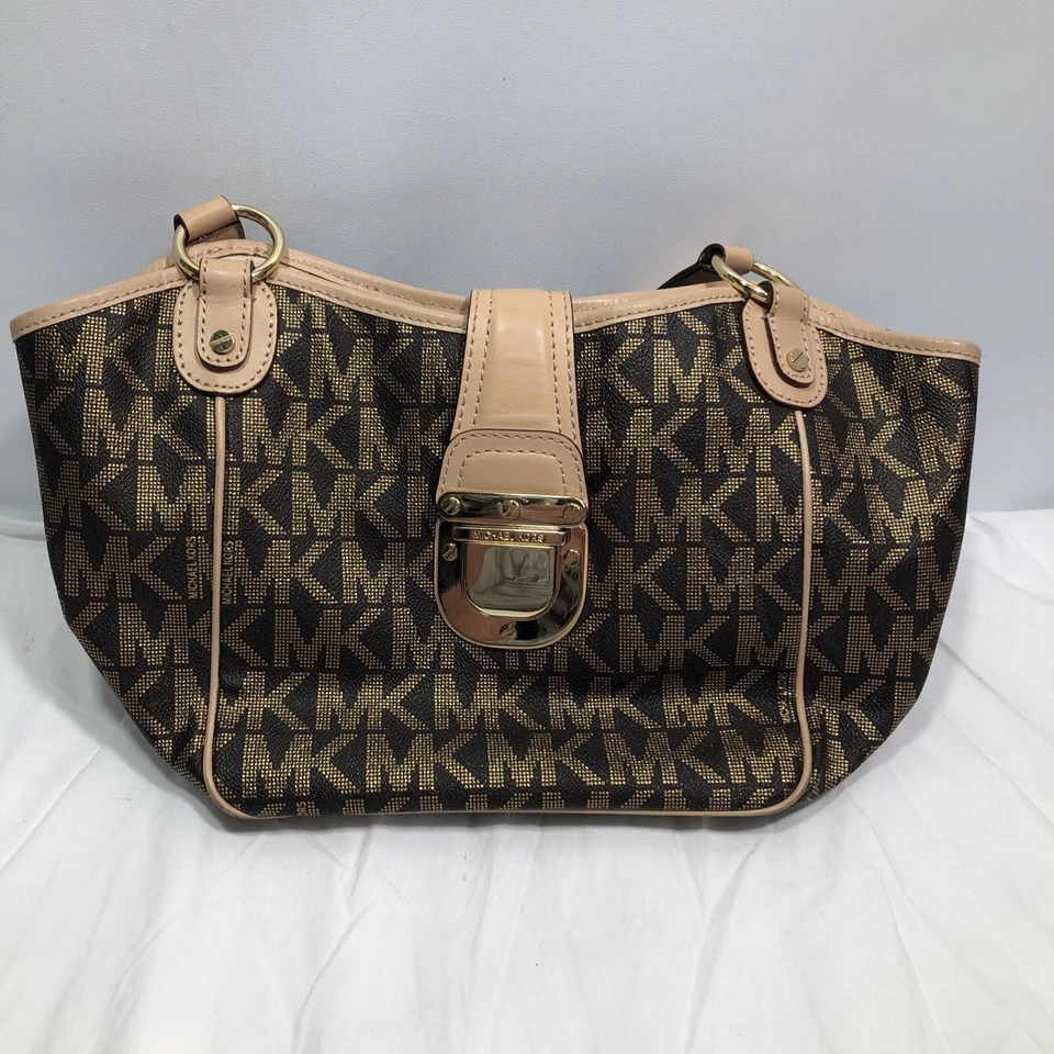 Michael Kors ~ коричневый с золотым логотипом сумка / сумочка, пряжка застежки, стиль 38T1CCNT2B - Изображение 1 из 4