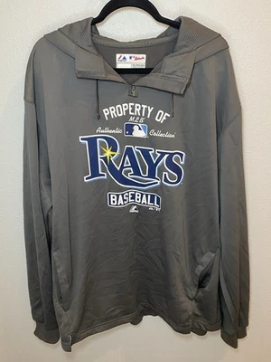 MLB Tampa Rays Gris Sudadera con Capucha XL Hombres Majestuoso Auténtico Pullover Foto 1 de 4