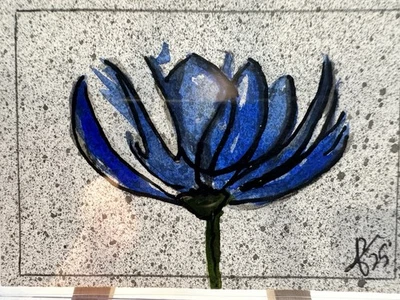 ACEO/Tarjeta de Arte/Pintura en Miniatura/Aceo Original-Tulipanes Azules Foto 1 de 4