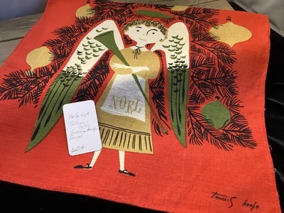 2074🌟Vintage Holiday Christmas Tammis Keefe ANGELS Linen Towel 16.5”x29” UNUSED - Image 1 of 4