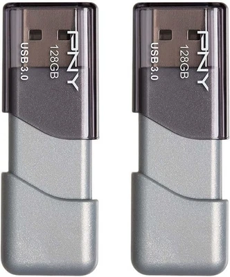 PNY 128GB Turbo Attaché 3 USB 3.0 Flash Drive, Silver (Pack of 2), New & Sealed! - Image 1 of 4