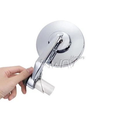 Bar end mirrors BOB round chrome short for 1" hollow bar ID 17-24mm for Victory - Image 1 of 4