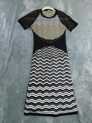 Missoni Dress Womens 40 Medium Black Gold Chevron Sheer Mesh Waist Party Italy - Image 1 of 4