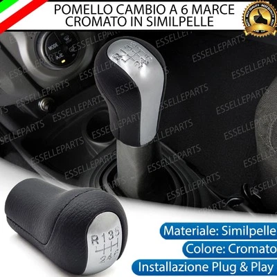 POMELLO LEVA CAMBIO TOYOTA RAV4 MK2 6 MARCE CROMATO IN SIMILPELLE NERO - Immagine 1 di 4