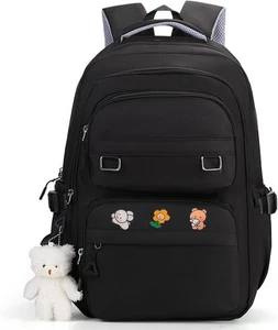 Mochila Escolar Linda Impermeable Para Niñas Y Niños Mochila De Moda Para Negro - Picture 1 of 12