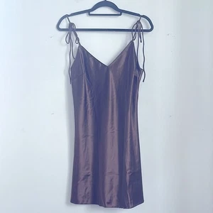 Victoria’s Secret tie strap satin slip lingerie nightgown dress sz M - Imagen 1 de 6