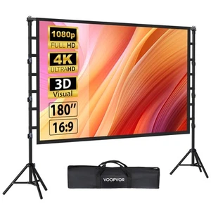 Outdoor Projector Screen with Stand 180 Inch: VOOPVOR Portable Projection Scr... - Picture 1 of 8