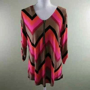 Top túnica Tacera colorido estampado en zigzag con cremallera decorativa - M - Nuevo con etiquetas - Imagen 1 de 9