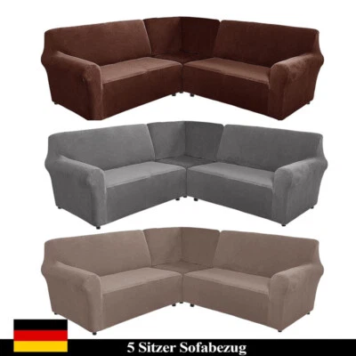 5 Sitzer Sofabezug Elastische Sofahusse Stretch Abdeckung Für L Form Ecksofa DE - Bild 1 von 4