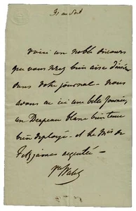 RARO "Vizconde Francés" Joseph-Alexis Walsh Carta Escrita a Mano JG Autógrafos Certificado de Autenticidad - Imagen 1 de 3