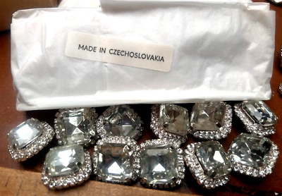 vintage crystal 1950s clear square 7/8" glass 3pcs Czechoslovakia - Image 1 of 4