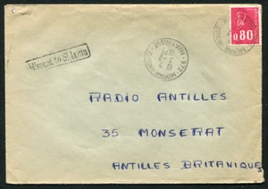 MARTINICA (23722): 1975 "Missent to St. Lucia" cancelar en portada - Imagen 1 de 2