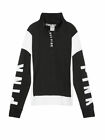 Victoria's Secret PINK Half-Zip Mock Neck Pullover Sweatshirt Black White NWT
