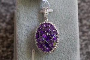 Lusaka Amethyst Rhodium Plated Sterling Silver Pendant only - Picture 1 of 1