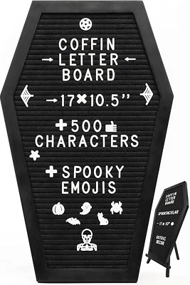Coffin Letter Board Black with Spooky and All Seasons Emojis +500 Characters, an - Image 1 of 4