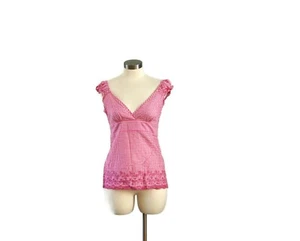 Fashion Granada Pink Embroidered Blouse Gingham Buffalo Check Plaid - Picture 1 of 10