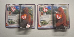 TY Teenie Beanie Babies McDonalds Dinosaur Trio 1994 “REX” Tyrannosaurus Rex X2 - Picture 1 of 7