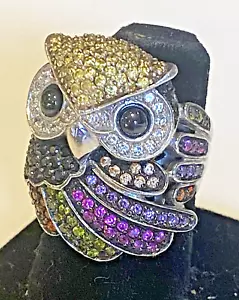NIIKI PARIS Sterlingsilber Kristall *NACHTTAKTIV* Eule High-End Statement Ring - $ 555 - Bild 1 von 14