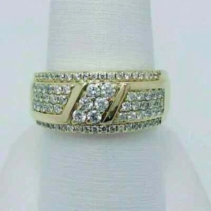 2Ct Round Cut Moissanite Men's Engagement Ring 14K Yellow Gold Plated - Picture 1 of 7