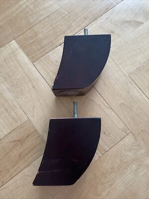 Juego de 2 patas de madera para sofá asiento trasero madera marrón nogal caoba  Foto 1 de 4