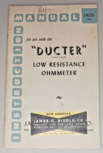 Vintage Biddle Ducter Low Resistance Ohmmeter Instruction Manual 1954  24125 - Picture 1 of 1